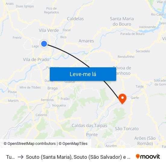 Turiz to Souto (Santa Maria), Souto (São Salvador) e Gondomar map