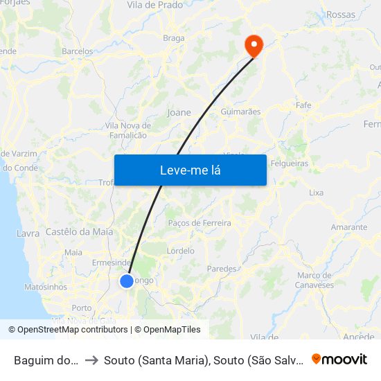 Baguim do Monte to Souto (Santa Maria), Souto (São Salvador) e Gondomar map