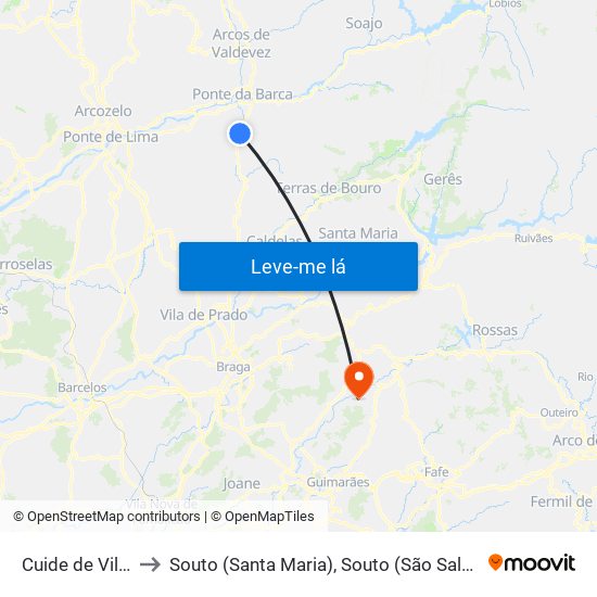 Cuide de Vila Verde to Souto (Santa Maria), Souto (São Salvador) e Gondomar map