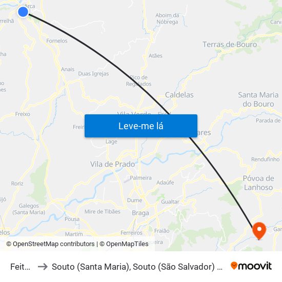 Feitosa to Souto (Santa Maria), Souto (São Salvador) e Gondomar map