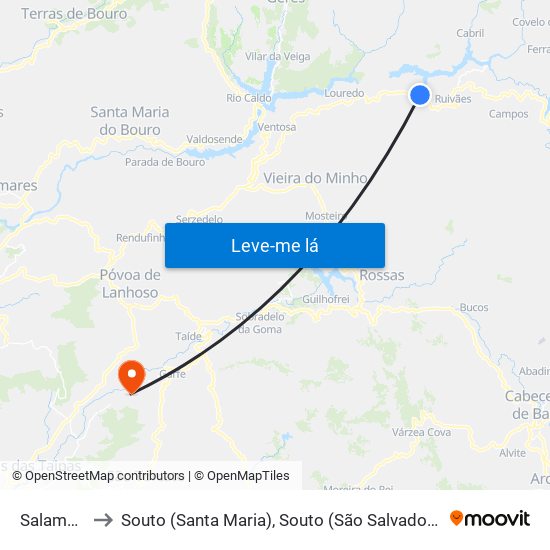 Salamonde to Souto (Santa Maria), Souto (São Salvador) e Gondomar map