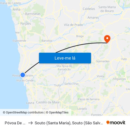 Póvoa De Varzim to Souto (Santa Maria), Souto (São Salvador) e Gondomar map