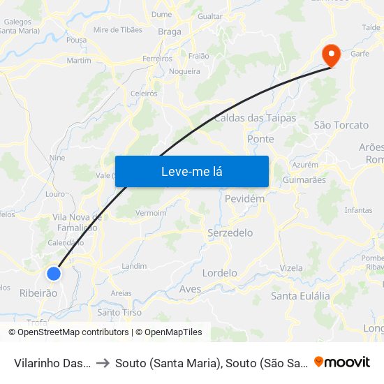 Vilarinho Das Cambas to Souto (Santa Maria), Souto (São Salvador) e Gondomar map