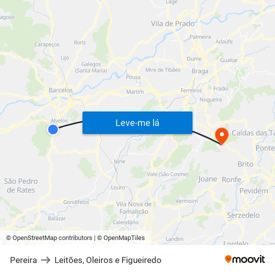 Pereira to Leitões, Oleiros e Figueiredo map