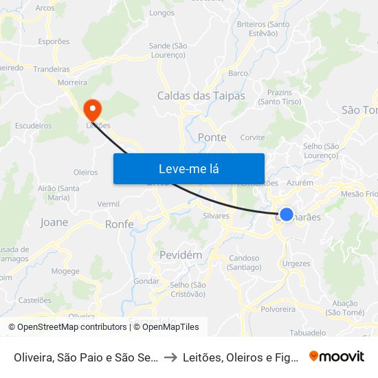 Oliveira, São Paio e São Sebastião to Leitões, Oleiros e Figueiredo map