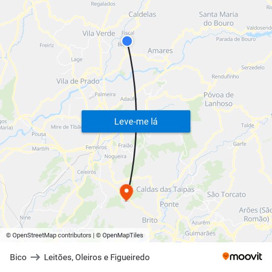 Bico to Leitões, Oleiros e Figueiredo map