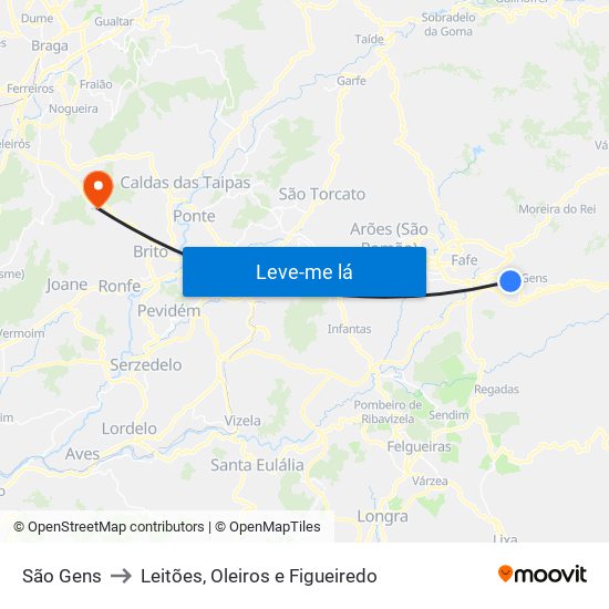 São Gens to Leitões, Oleiros e Figueiredo map