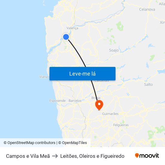 Campos e Vila Meã to Leitões, Oleiros e Figueiredo map