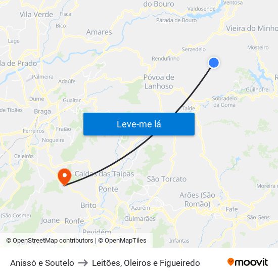 Anissó e Soutelo to Leitões, Oleiros e Figueiredo map