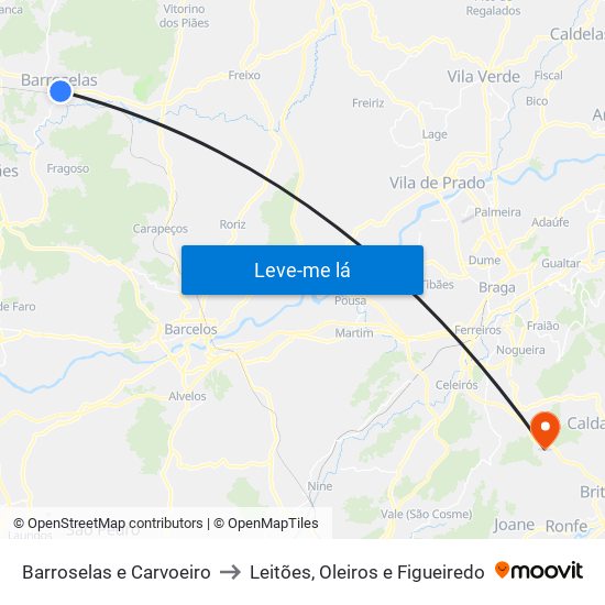 Barroselas e Carvoeiro to Leitões, Oleiros e Figueiredo map