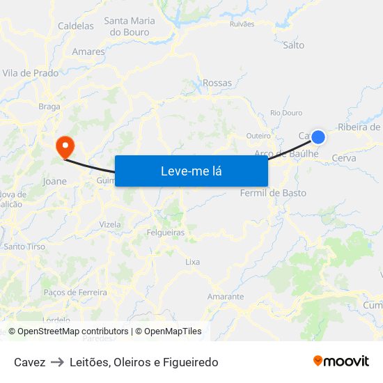 Cavez to Leitões, Oleiros e Figueiredo map