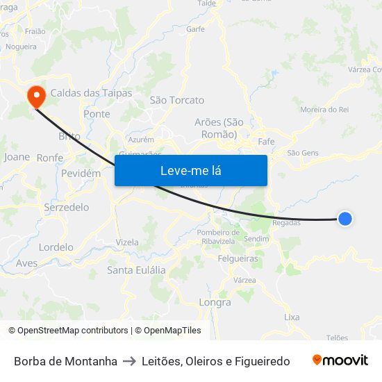 Borba de Montanha to Leitões, Oleiros e Figueiredo map