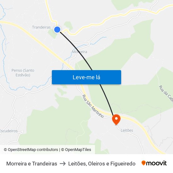 Morreira e Trandeiras to Leitões, Oleiros e Figueiredo map