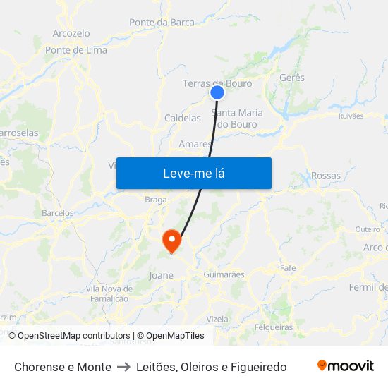 Chorense e Monte to Leitões, Oleiros e Figueiredo map