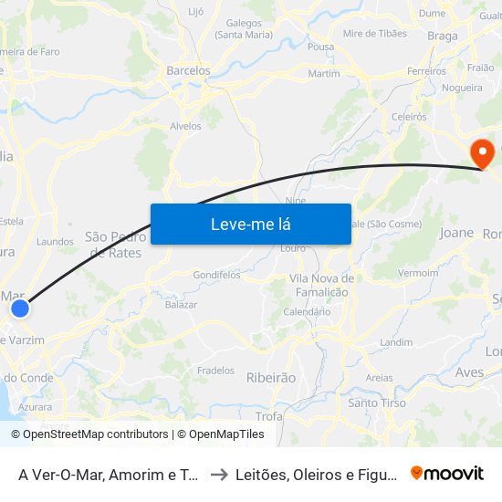 A Ver-O-Mar, Amorim e Terroso to Leitões, Oleiros e Figueiredo map