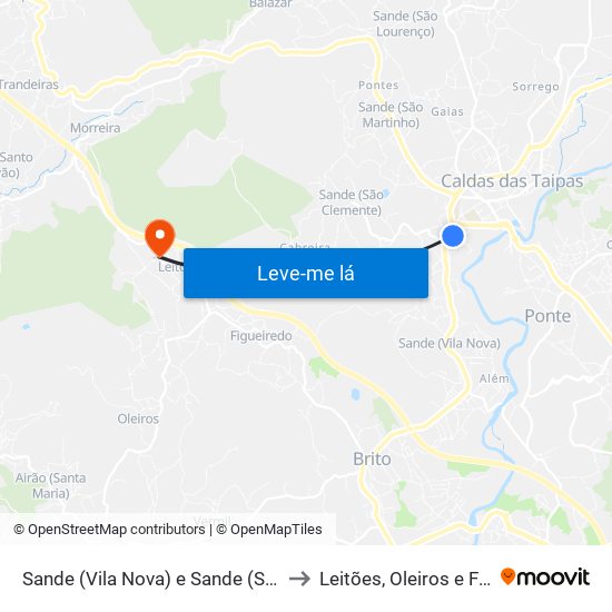 Sande (Vila Nova) e Sande (São Clemente) to Leitões, Oleiros e Figueiredo map