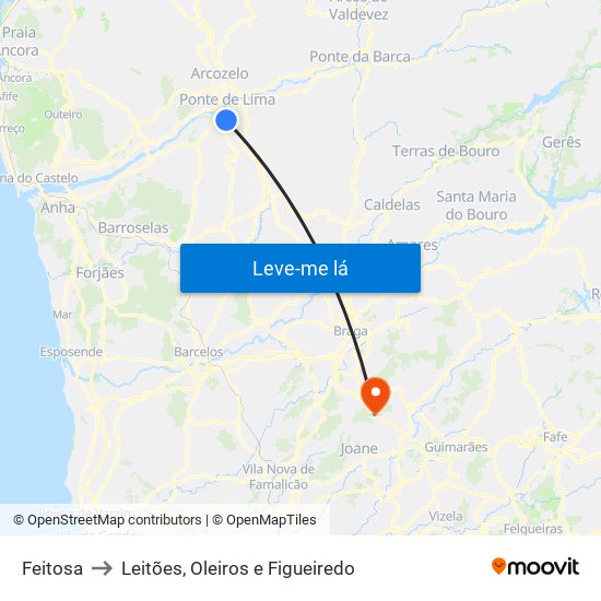 Feitosa to Leitões, Oleiros e Figueiredo map