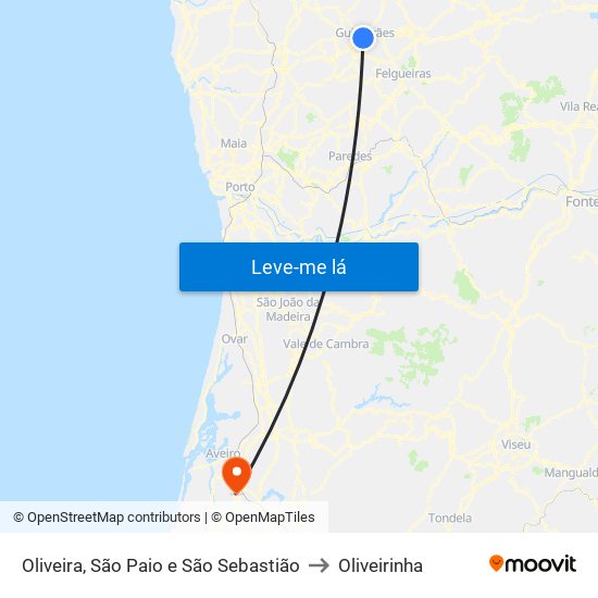 Oliveira, São Paio e São Sebastião to Oliveirinha map