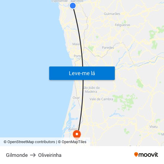 Gilmonde to Oliveirinha map