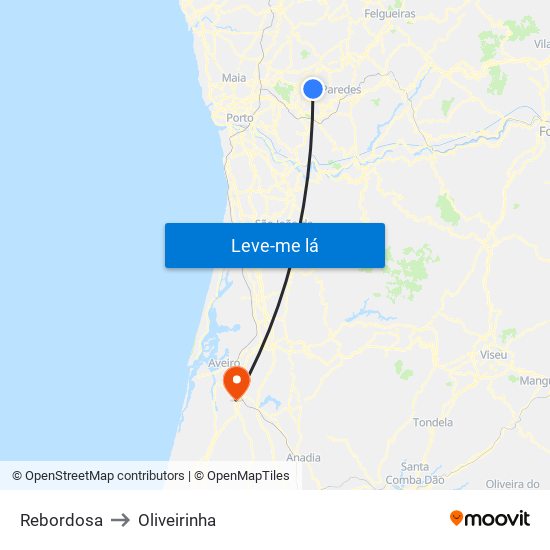 Rebordosa to Oliveirinha map