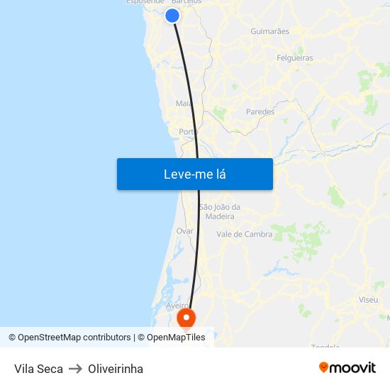 Vila Seca to Oliveirinha map