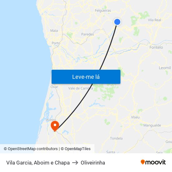 Vila Garcia, Aboim e Chapa to Oliveirinha map