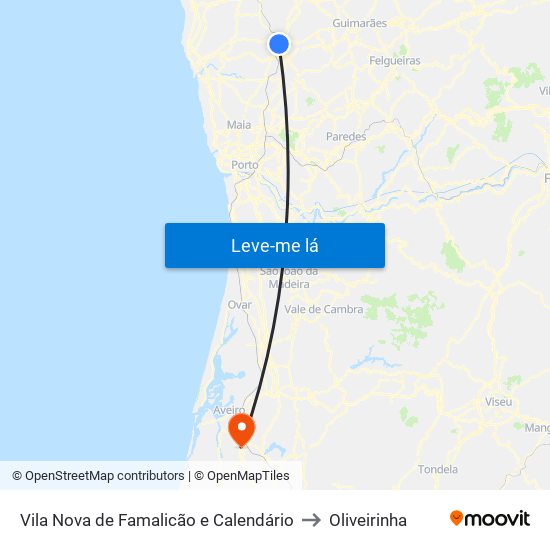 Vila Nova de Famalicão e Calendário to Oliveirinha map