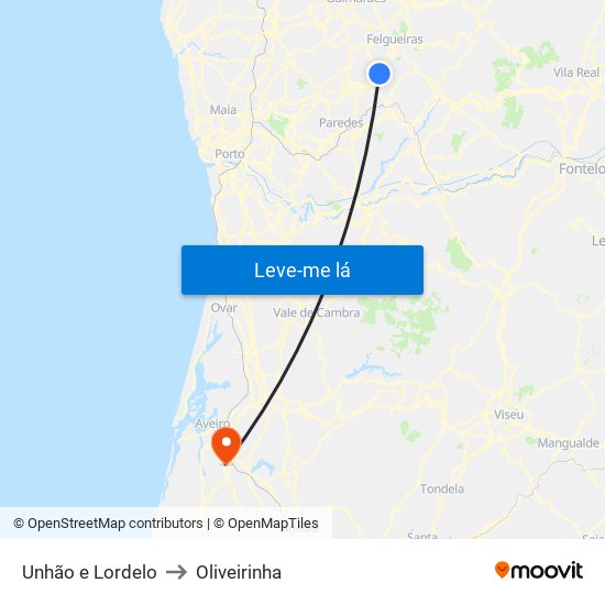 Unhão e Lordelo to Oliveirinha map