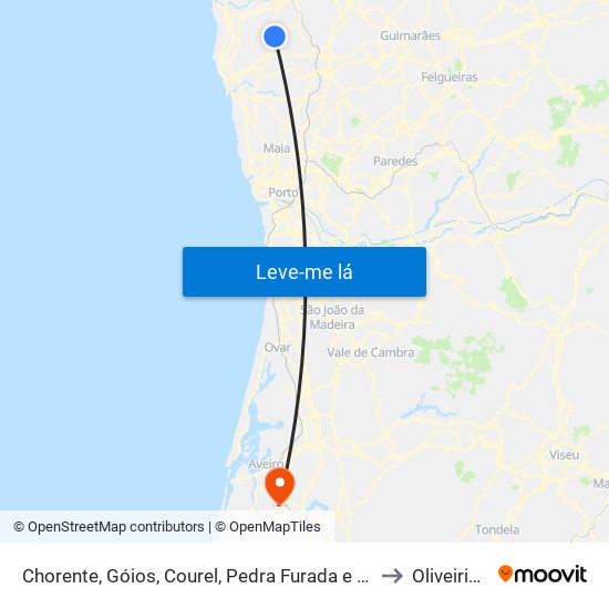 Chorente, Góios, Courel, Pedra Furada e Gueral to Oliveirinha map