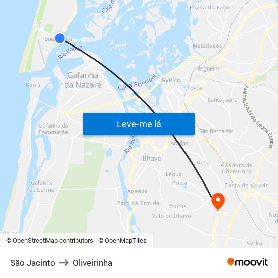 São Jacinto to Oliveirinha map