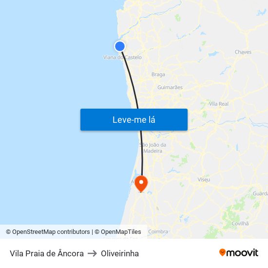 Vila Praia de Âncora to Oliveirinha map