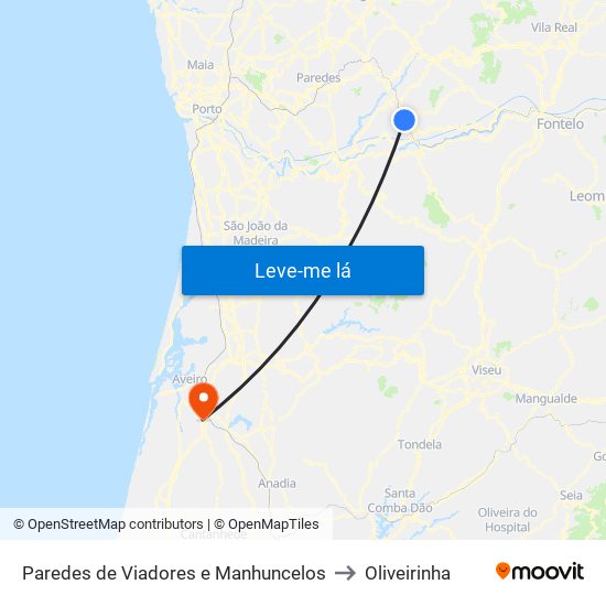 Paredes de Viadores e Manhuncelos to Oliveirinha map