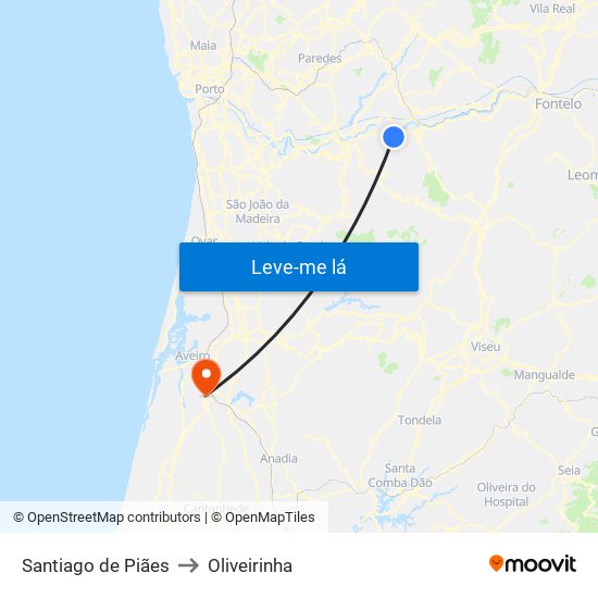 Santiago de Piães to Oliveirinha map