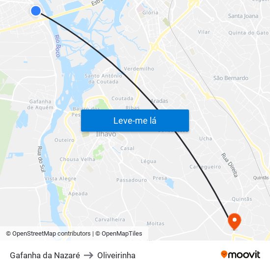 Gafanha da Nazaré to Oliveirinha map
