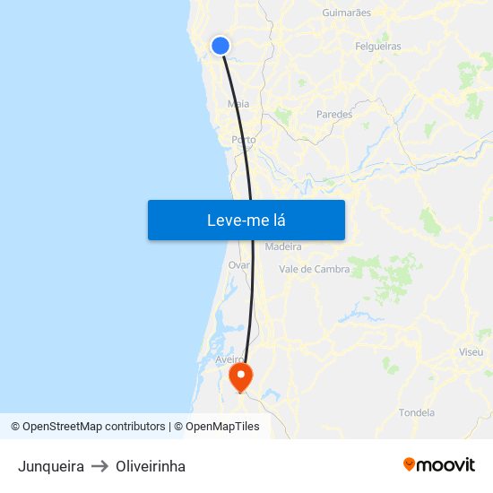 Junqueira to Oliveirinha map