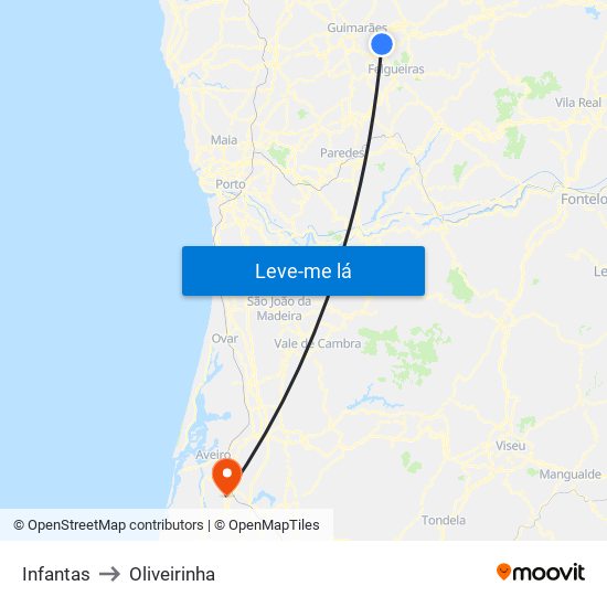 Infantas to Oliveirinha map