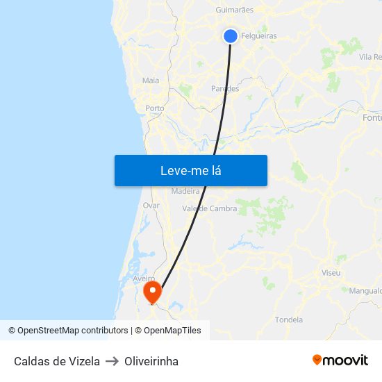 Caldas de Vizela to Oliveirinha map