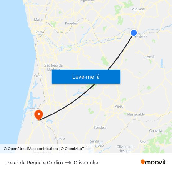 Peso da Régua e Godim to Oliveirinha map