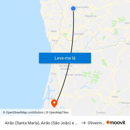 Airão (Santa Maria), Airão (São João) e Vermil to Oliveirinha map