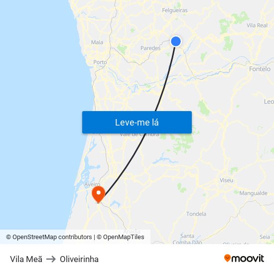 Vila Meã to Oliveirinha map