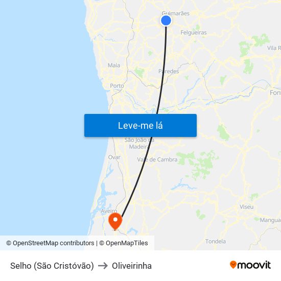 Selho (São Cristóvão) to Oliveirinha map