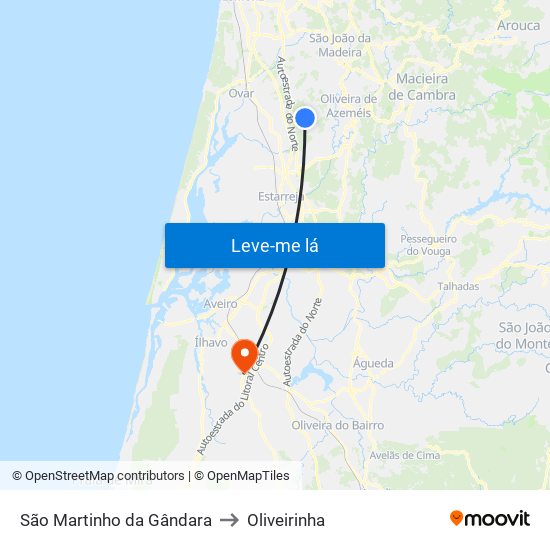 São Martinho da Gândara to Oliveirinha map