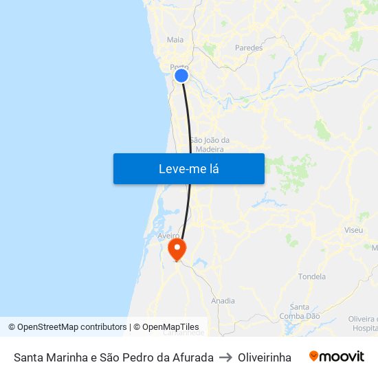 Santa Marinha e São Pedro da Afurada to Oliveirinha map