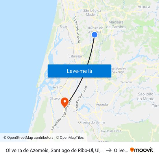 Oliveira de Azeméis, Santiago de Riba-Ul, Ul, Macinhata da Seixa e Madail to Oliveirinha map