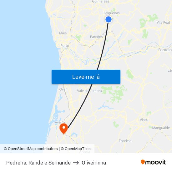 Pedreira, Rande e Sernande to Oliveirinha map