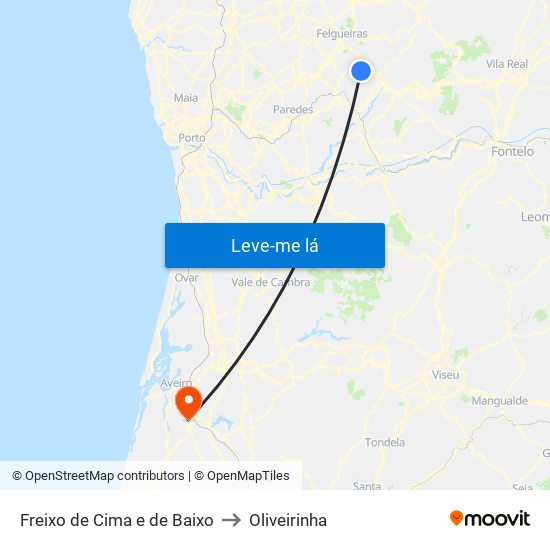 Freixo de Cima e de Baixo to Oliveirinha map