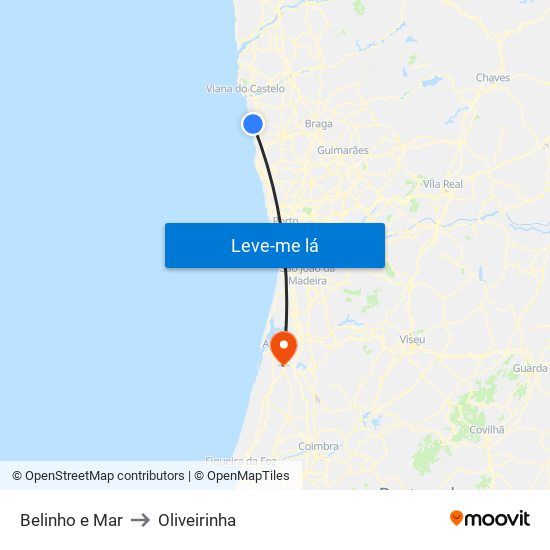 Belinho e Mar to Oliveirinha map