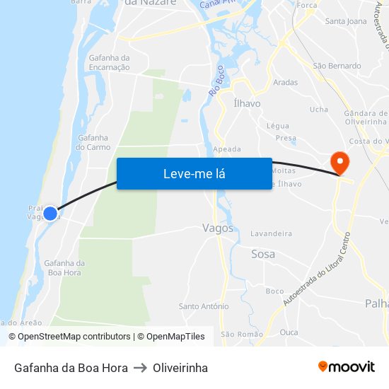 Gafanha da Boa Hora to Oliveirinha map