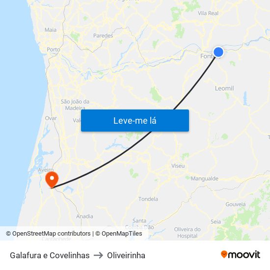 Galafura e Covelinhas to Oliveirinha map