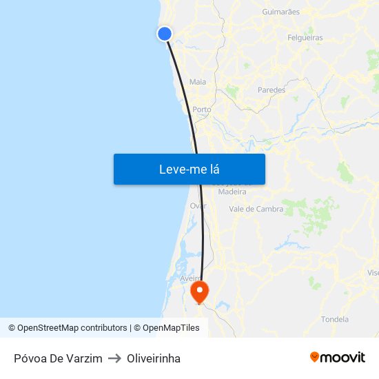 Póvoa De Varzim to Oliveirinha map